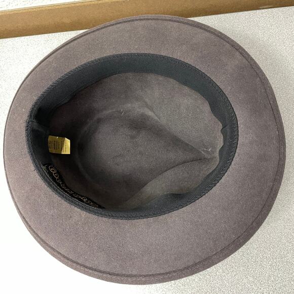 Goorin Bros Fedora Hat Medium Wool Feather Ribbon Band Pinched Teardrop USA - Picture 5 of 8